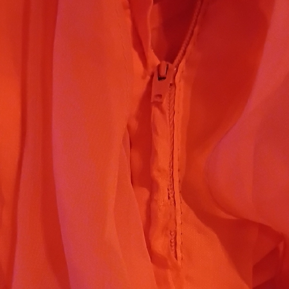 Miss Elliette Vibrant Coral Flowy Maxi Dress with Bow. See Measurements. - Picture 11 of 16